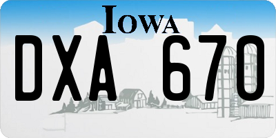 IA license plate DXA670