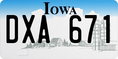 IA license plate DXA671