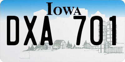 IA license plate DXA701