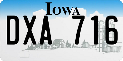 IA license plate DXA716