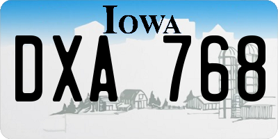 IA license plate DXA768