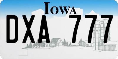 IA license plate DXA777