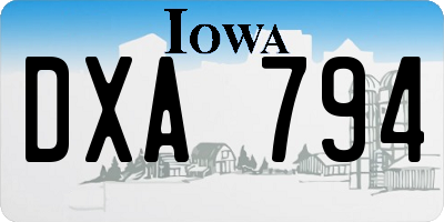 IA license plate DXA794