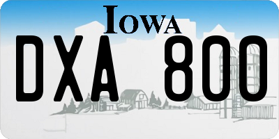 IA license plate DXA800