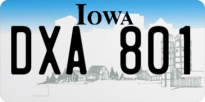 IA license plate DXA801