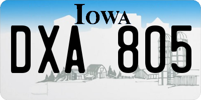 IA license plate DXA805