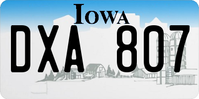 IA license plate DXA807