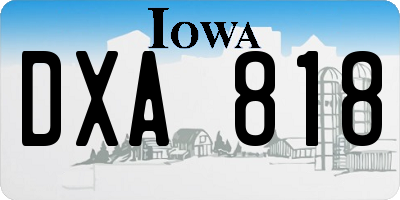 IA license plate DXA818