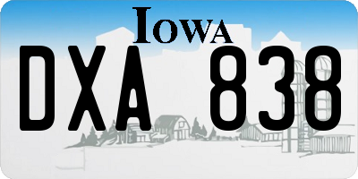 IA license plate DXA838