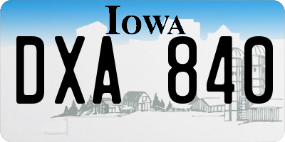 IA license plate DXA840