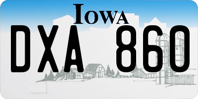 IA license plate DXA860