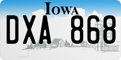 IA license plate DXA868