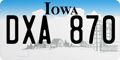 IA license plate DXA870