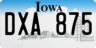 IA license plate DXA875