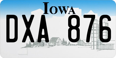 IA license plate DXA876