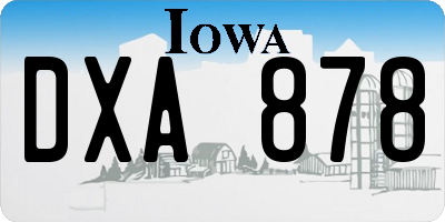 IA license plate DXA878