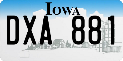 IA license plate DXA881