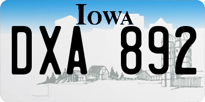 IA license plate DXA892