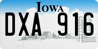 IA license plate DXA916