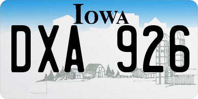 IA license plate DXA926
