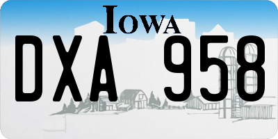 IA license plate DXA958