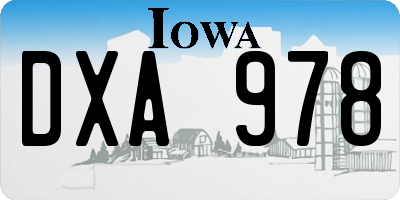 IA license plate DXA978