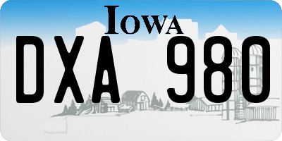 IA license plate DXA980