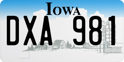 IA license plate DXA981
