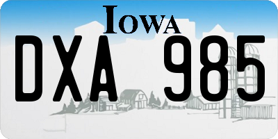 IA license plate DXA985