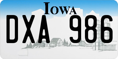 IA license plate DXA986