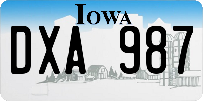 IA license plate DXA987