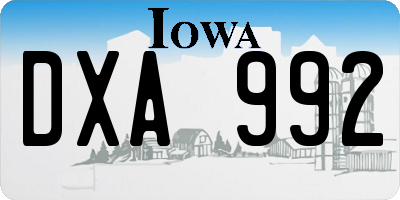 IA license plate DXA992