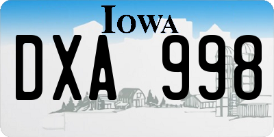 IA license plate DXA998