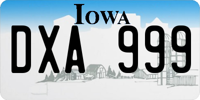 IA license plate DXA999