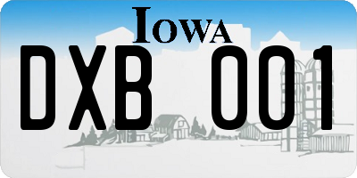 IA license plate DXB001