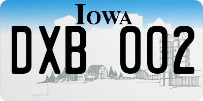 IA license plate DXB002