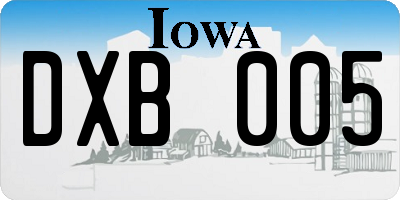 IA license plate DXB005
