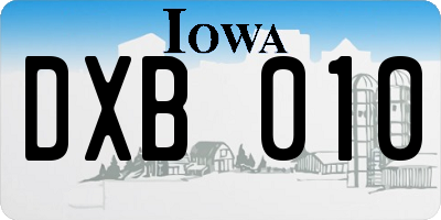 IA license plate DXB010