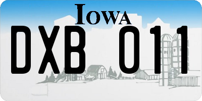 IA license plate DXB011