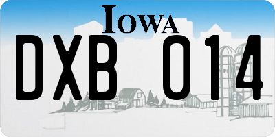 IA license plate DXB014