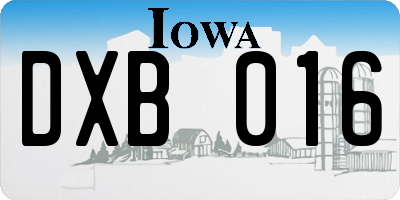 IA license plate DXB016