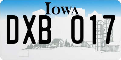 IA license plate DXB017