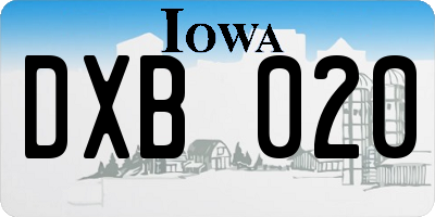 IA license plate DXB020