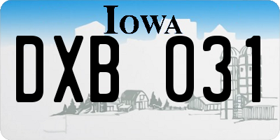 IA license plate DXB031