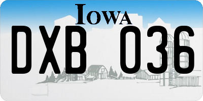 IA license plate DXB036