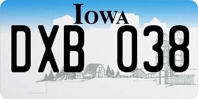IA license plate DXB038