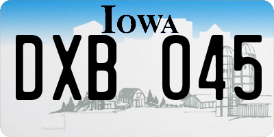 IA license plate DXB045
