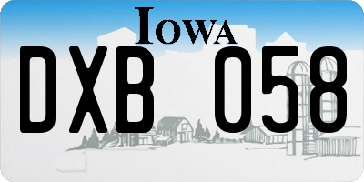 IA license plate DXB058