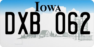 IA license plate DXB062