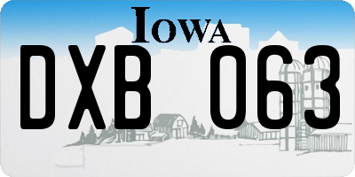 IA license plate DXB063